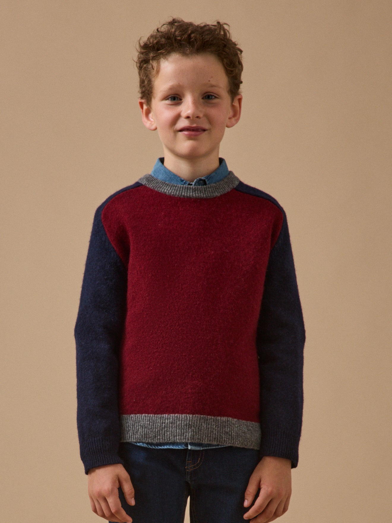 Pull colorblock en laine Garçon