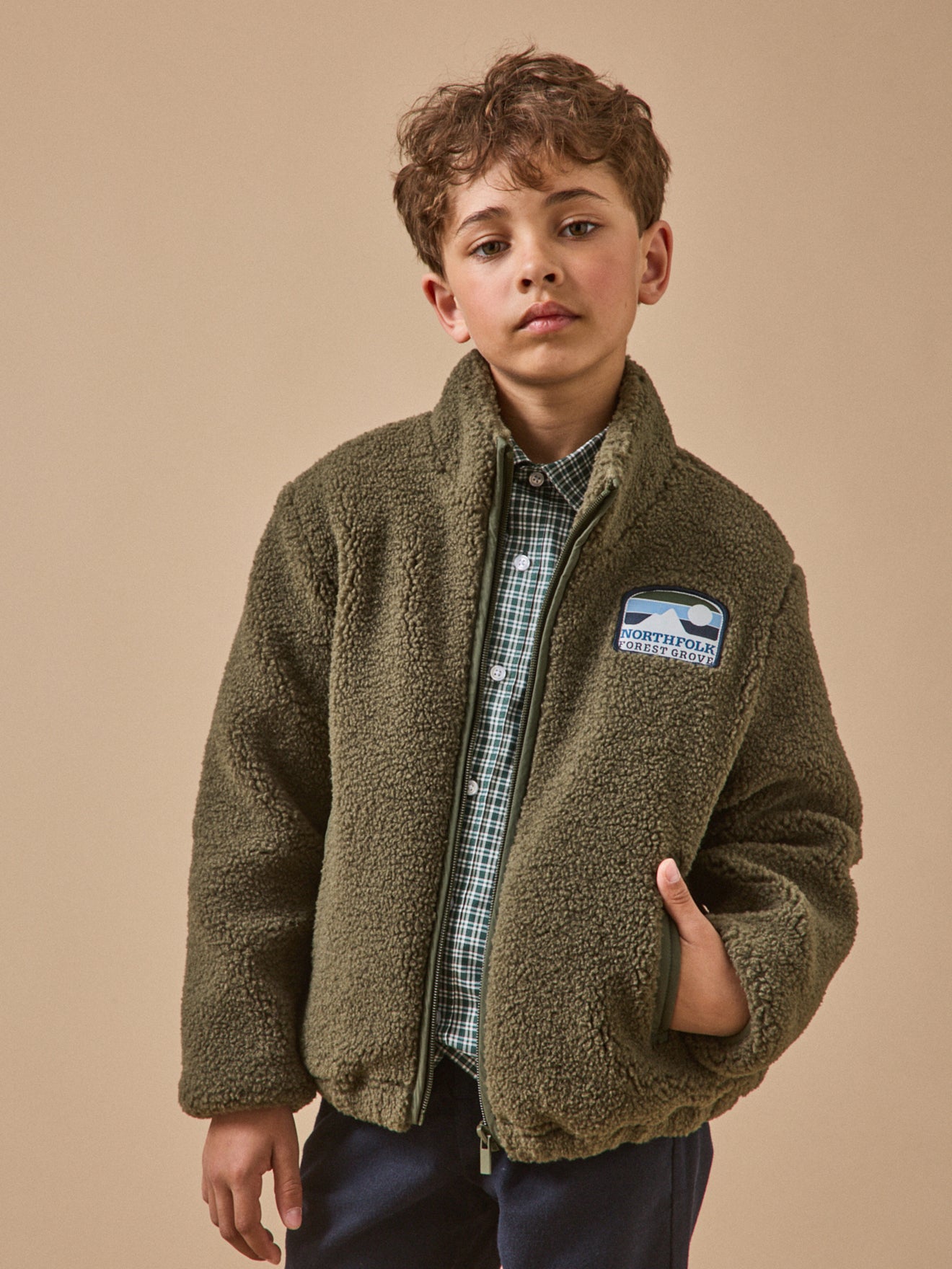 Cardigan zippé en sherpa Garçon