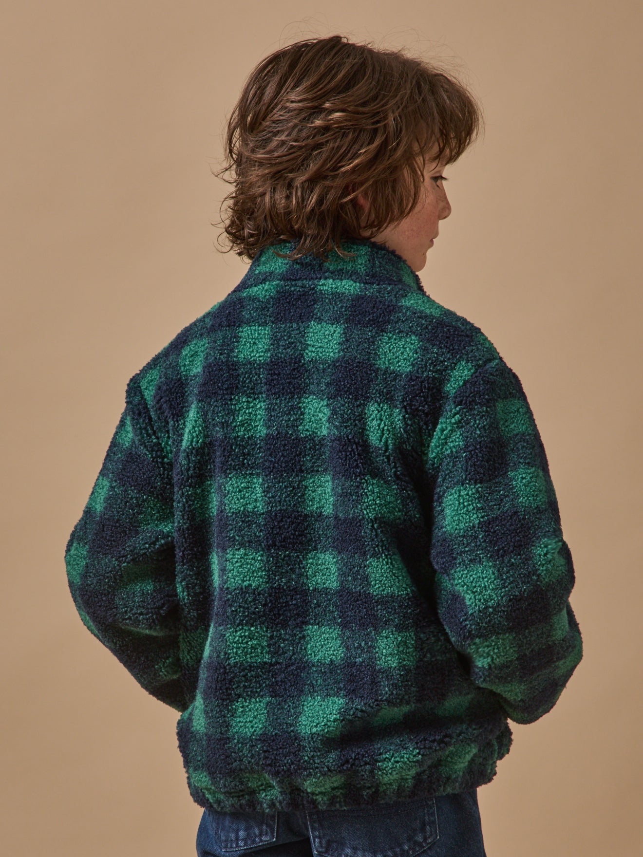Veste sherpa à carreaux Garçon