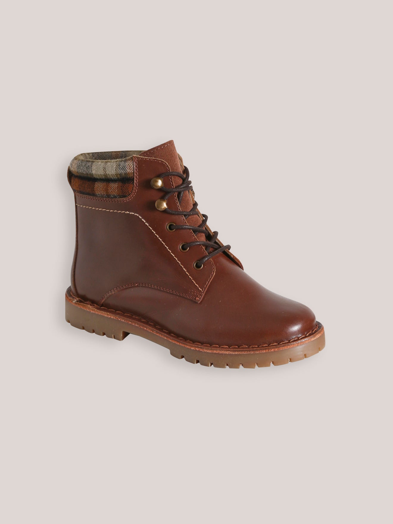 Bottines en cuir Garcon col a carreaux Cyrillus FR