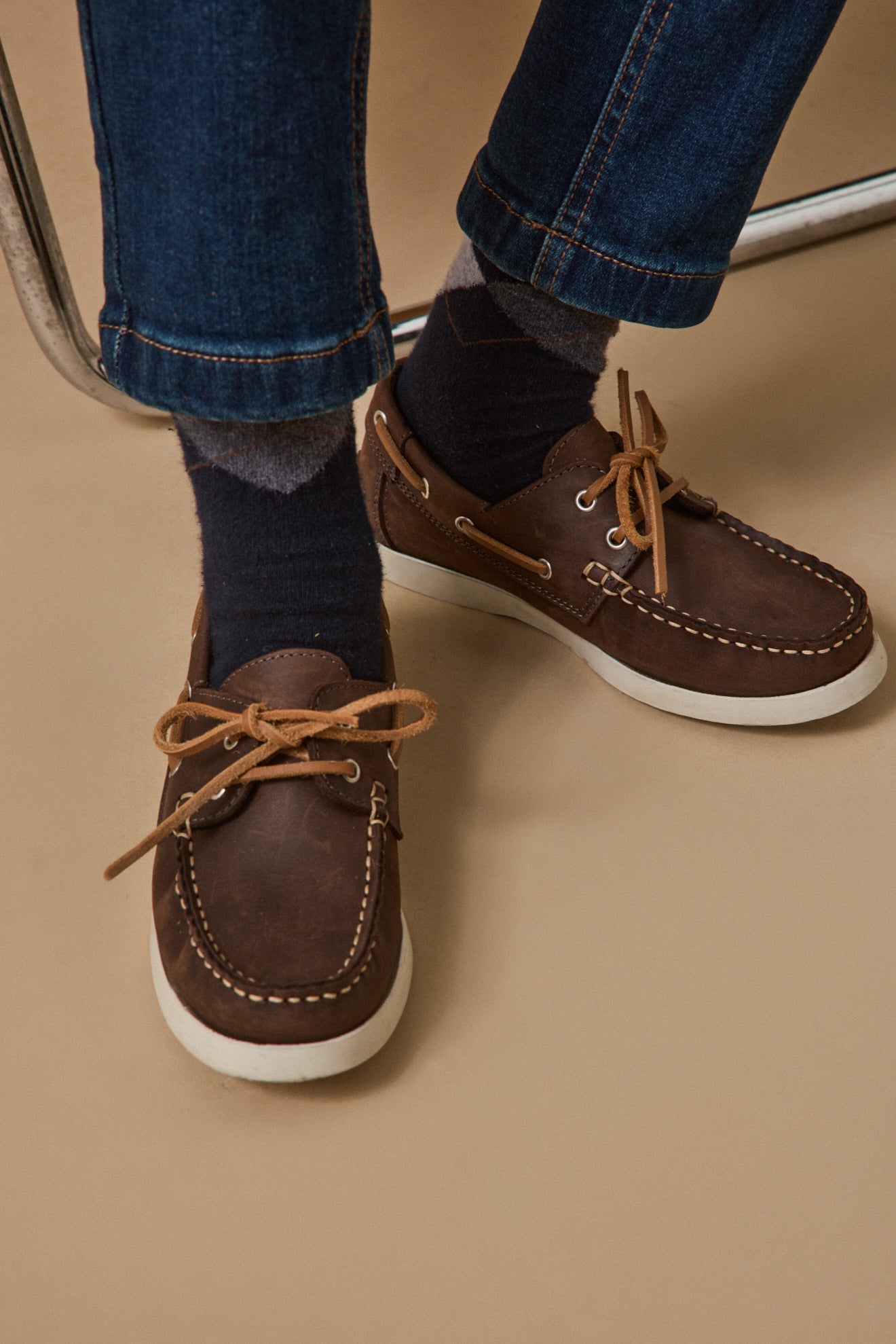 Chaussures bateau en cuir Garçon