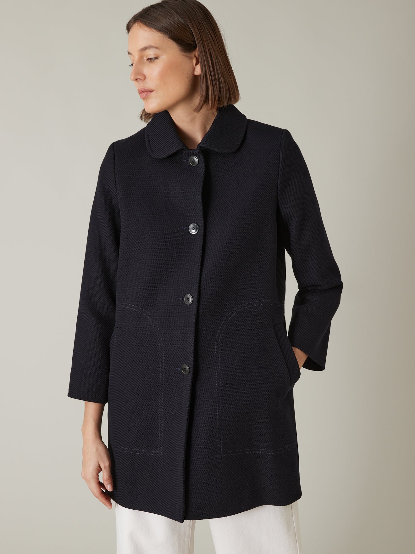 Manteau Car Coat piqué de coton femme