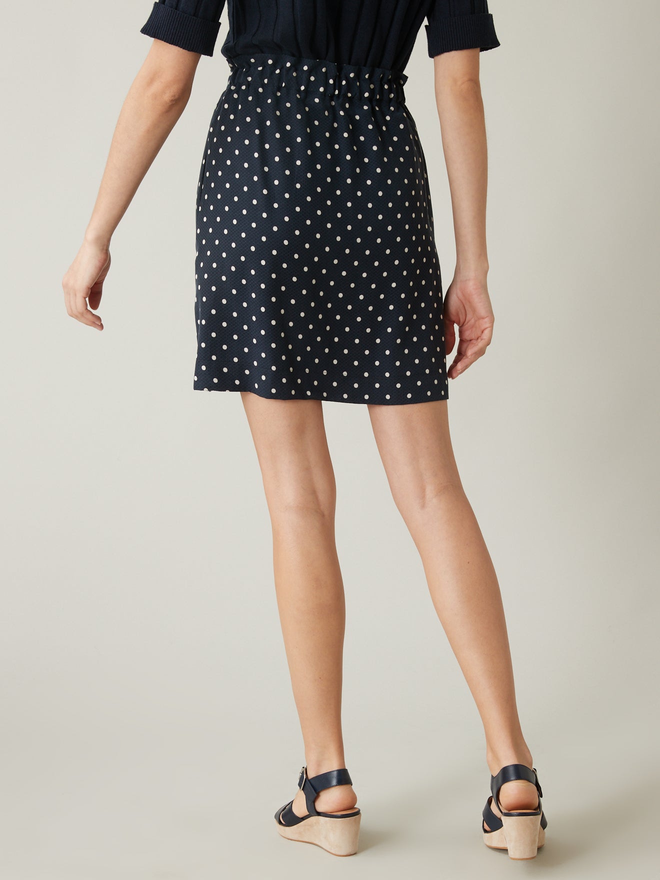 Jupe courte pois sur jacquard femme