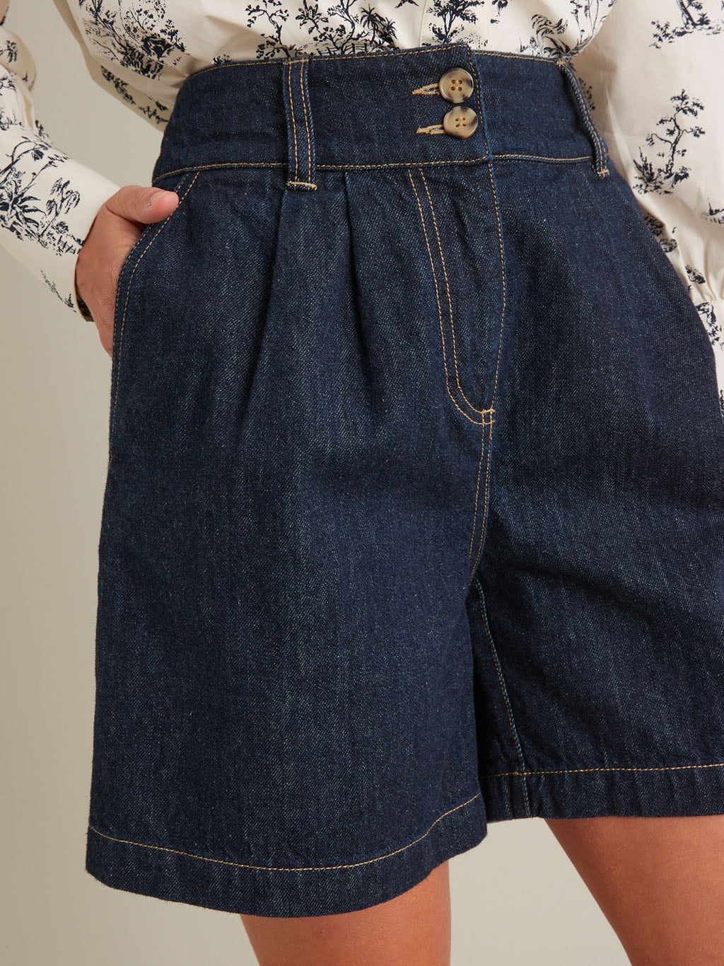 Short denim brut femme coton et chanvre