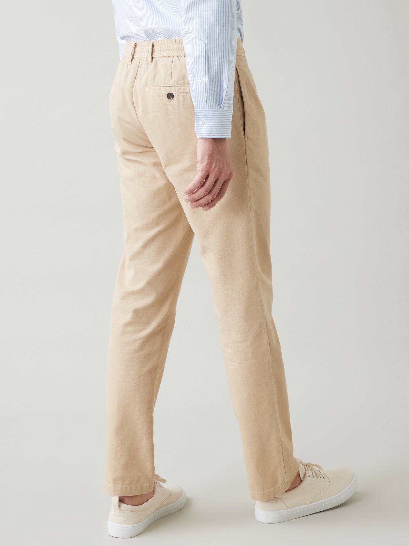 Pantalon taille élastiquée coton et lin homme