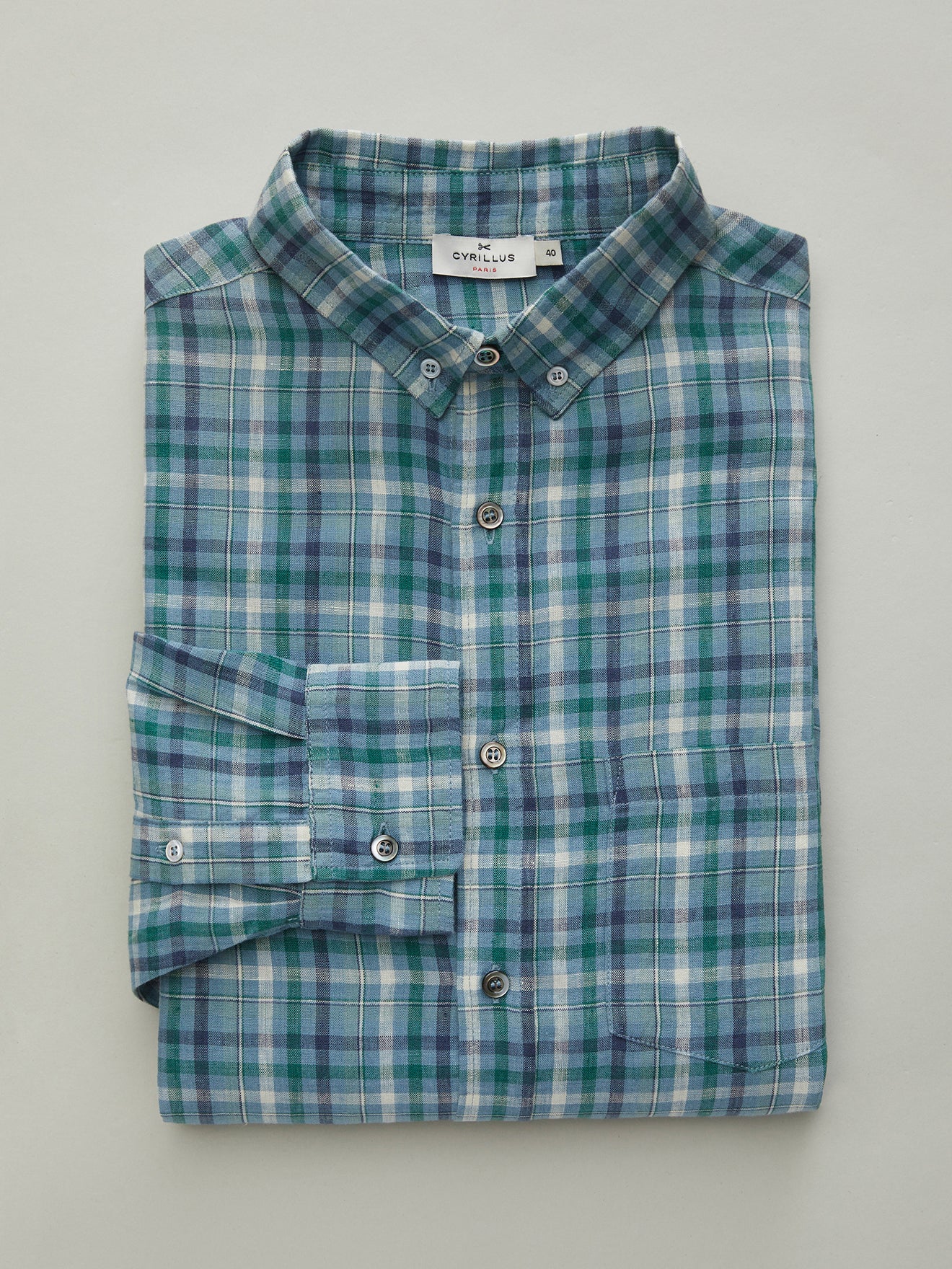 Chemise en lin Regular Fit homme carreaux