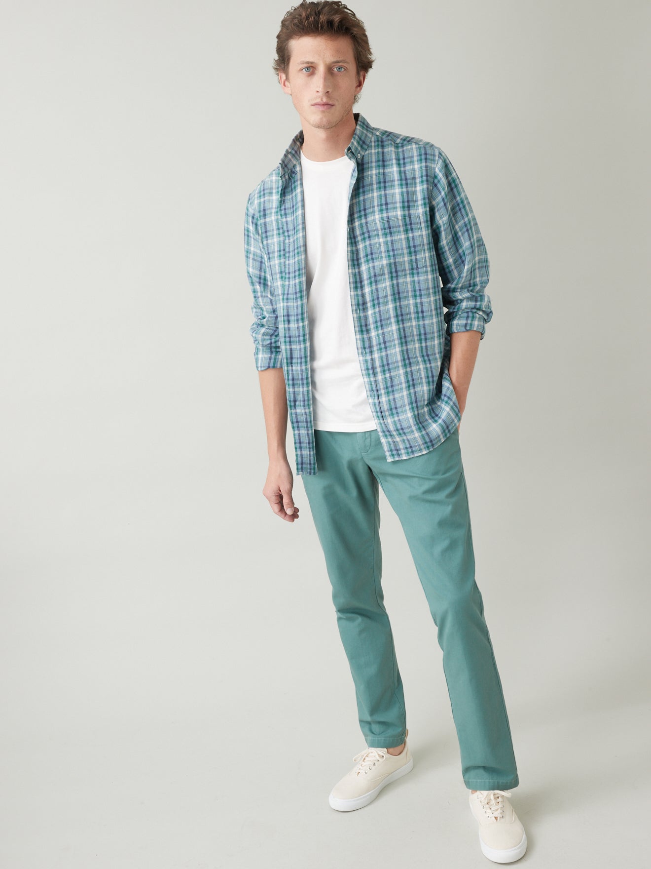 Chemise en lin Regular Fit homme carreaux