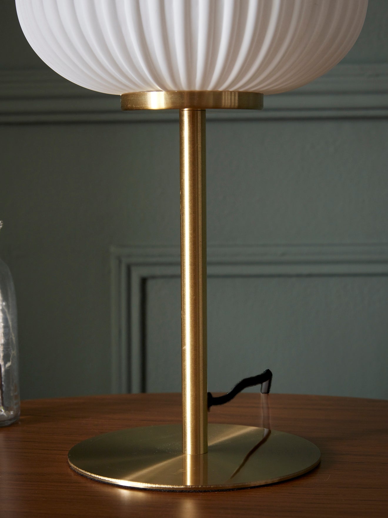 Lampe laiton et verre strié